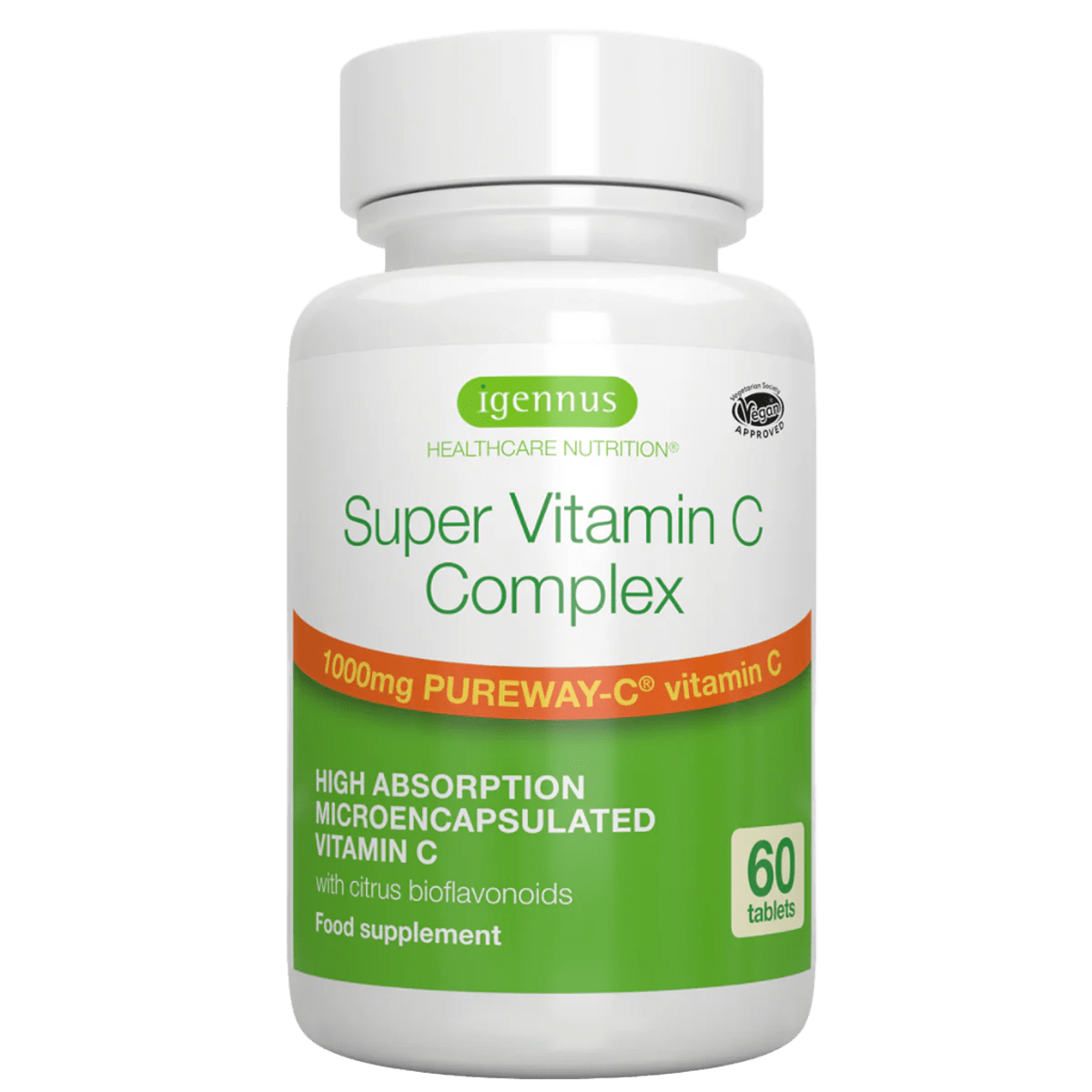 Super Vitamin C Complex, 1000mg Microencapsulated Pureway-C® with Bioflavonoids, 60 Tablets