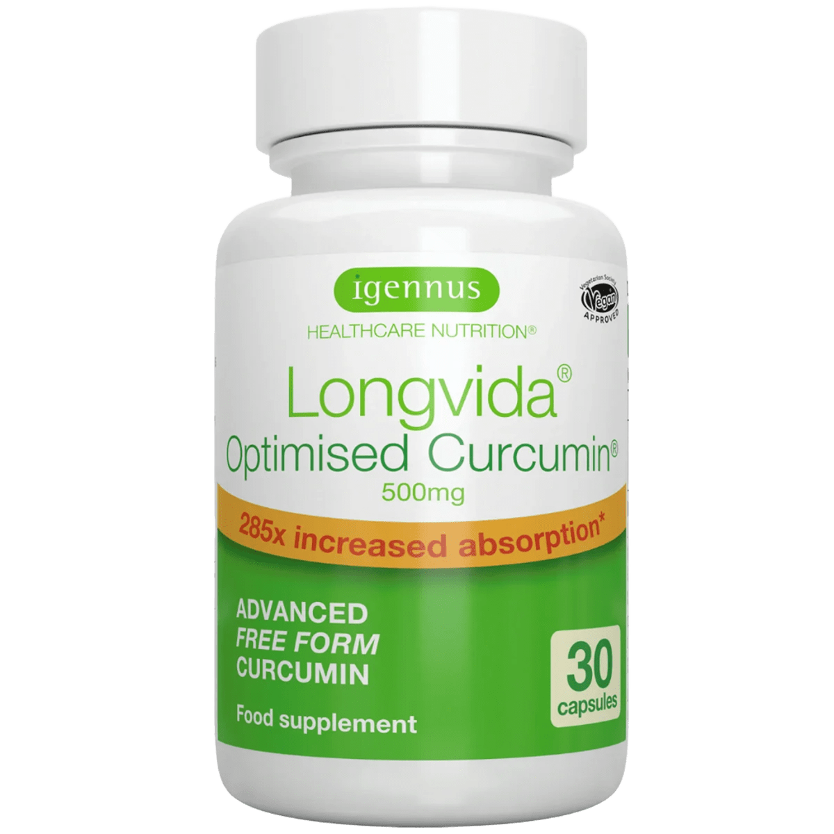 Longvida® Optimised Curcumin 500mg, 30 Capsules