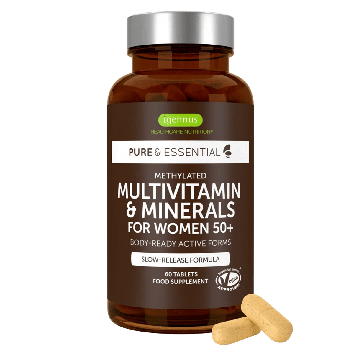 Methylated Multivitamin & Minerals for Women 50+, with Folate, Calcium, Magnesium & Antioxidants, 60 Tablets