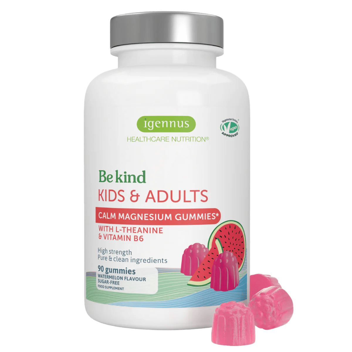 Calm Magnesium Gummies, with L-Theanine & Vitamin B6, for Kids & Adults, 90 Gummies